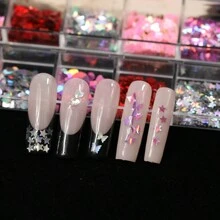 12格情人節多彩指甲藝術設計裝飾閃粉,多款可選 - 彩色 - 查看 2