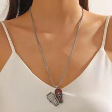 1入復古哥特風琺瑯工藝棺材造型吊墜項鏈,男女適用 - 彩色 - 查看 4