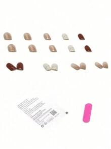 24 Cái/bộ Vuông Ngắn Tối Giản Phong Cách Pháp Móng Tay Giả Với 1 Dũa Móng Tay Và 1 Tấm Thạch Gel Ấn Vào móng Tay Đồ Dùng Làm Móng - Nhiều màu - Xem 3