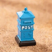 1pc Micro Landscape Resin Craft Vintage Style Mailbox - Blue - View 1