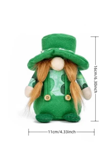 1pc St. Patrick's Day Theme Ponytail Holder With Cute & Funny No Face Doll Decoration/ Gift For Friends, Lovers, Wedding Favor Or Birthday Celebration - Women's Ponytail - View 2