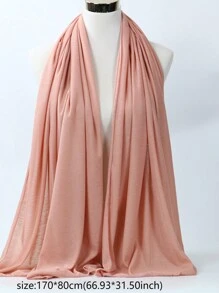 170*80cm模達麻棉質jersey絲巾,長款圍巾披肩,彈性好的純色圍巾頭巾,伊斯蘭頭巾 - 粉色 - 查看 12