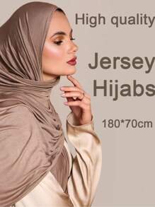 170*80cm模達麻棉質jersey絲巾,長款圍巾披肩,彈性好的純色圍巾頭巾,伊斯蘭頭巾 - 粉色 - 查看 3