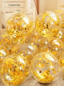 10入組透明增厚彩帶氣球,適用於婚禮、生日派對、裝飾等 - 金色 - 查看 1