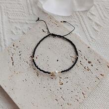 非傳統設計的多層日本珠子、天然珍珠和寶石手鐲,帶有黑色元素 - 杏色 - 查看 4