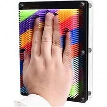 1pc Random Color 3D Needle Art Board, Colorful Plastic 3D Needle Sculpture, Suitable For Painting Handprints Or Facial Contour Art Decoration (Black Small Size) - Multicolor - View 4