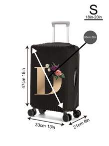 1件18-29英寸金色字母印花聚酯纖維可摺疊、可水洗、便攜旅行/商務行李箱套,男女適用 - 黑色 - 查看 2