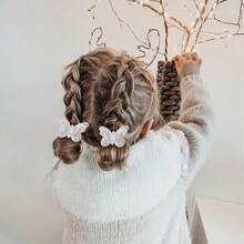 1 件兒童手作水鑽蝴蝶閃光公主髮夾 - 紫色 - 查看 4