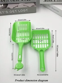 2pcs/Set Plastic Litter Scoop With Mesh, One Large And One Small, Portable Pet Waste Cleaning Tool For Cats And Small/Medium Dogs - Green - View 7