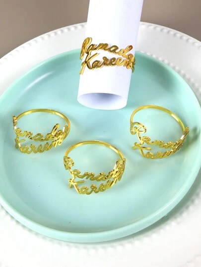 حلقة لفافة منديل بسيطة مطلية بالذهب بطبقتين لمطبخ المنزل ،المطعم،الفندق،مجمع الأماكن، المناسبات وتزيين طاولة الأعياد