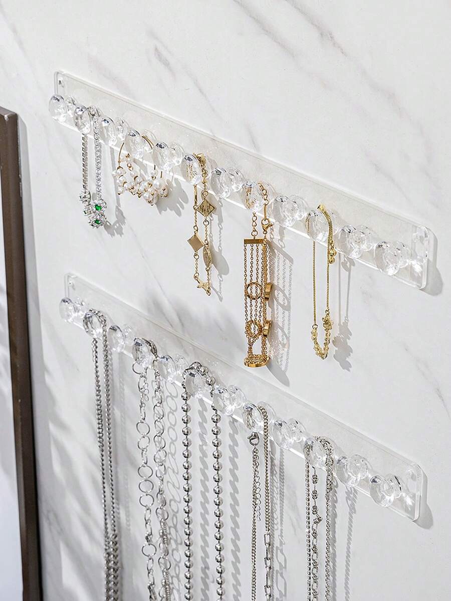 1 件鏡櫃項鍊收納架珠寶展示壁掛架適用於戒指、手鍊、壓克力掛鉤衣架架珠寶架 - 無色 - 查看 1