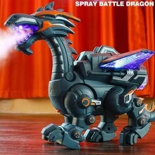 Electric Dinosaur Toy, Mechanical Simulated Animal That Can Walk, Spray Fire, Light Up & Make Sound, Intelligent Robotic Toy For Boys - Black - View 4