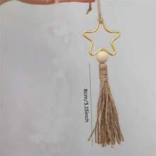 1pc/3pcs/5pcs Al-Adha Decorations, Tassel Five-Pointed Star & Moon Decor, Al-Adha Decor, Home Decor, Room Decor, Wall Decor Gifts Birthday Graduation E-I-D - Gold - View 4