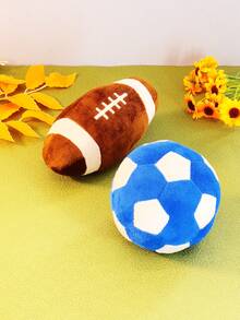 1pc Brown Football Dog Toy With Sound For Stress Relief And Chewing, Pet Plush Toy For Teeth Cleaning, Suitable For Dogs And Cats Only - Brown - View 3