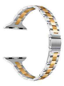 Thin Stainless Steel Watch Band Compatible With Apple Watch Series Se/6/5/4/3/2/1, 41mm 40mm 38mm 45mm 44mm 42mm 49mm, Women's Watch Strap - Multicolor - View 2