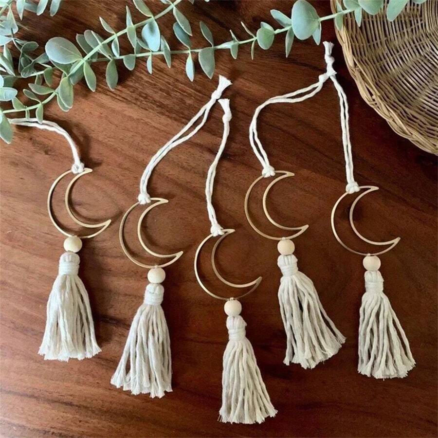 1 cái/3 cái/5 cái Đồ trang trí treo Al-Adha, Đồ trang trí hình trăng lưỡi liềm hình ngôi sao tua rua cho Al-Adha, Đồ trang trí nhà cửa, Đồ trang trí phòng, Đồ trang trí tường - Vàng - Xem 1
