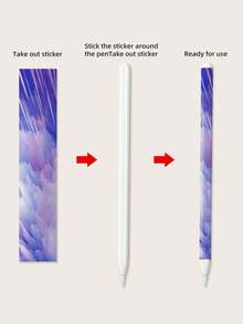 1pc Creative Printed Decoration Sticker Protective Sticker Compatible With Apple Pencil 2nd Generation (Scratch-Proof) - Purple - View 5
