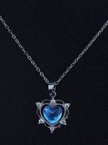 1件時尚的意大利經典設計鈦鋼項鍊,帶鑽石鑲嵌的月亮和星星掛墜以及流蘇,適合女性在聚會、婚禮、派對和日常穿著,也是情人節禮物 - 帶鑽星月流蘇-金色 - 查看 3