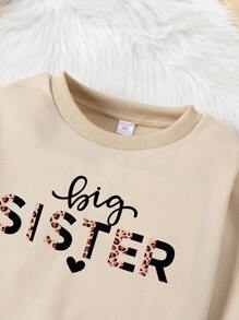 Young Girl Letter Graphic Sweatshirt - Khaki - View 4