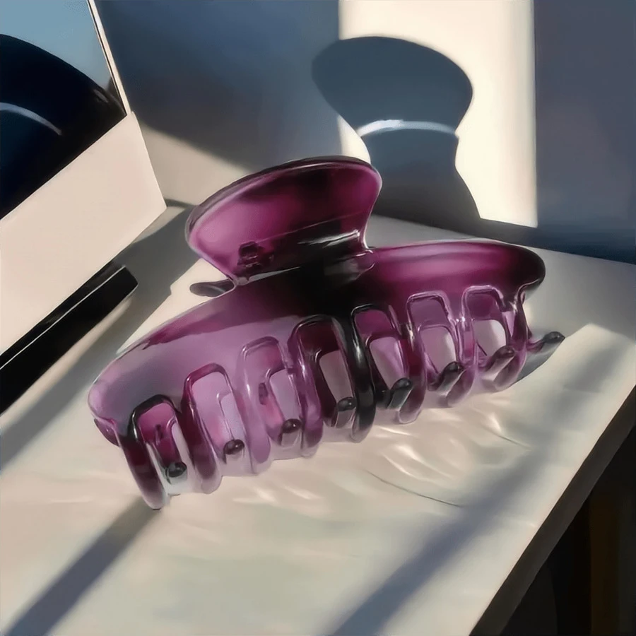 韩式彩色渐变外齿发夹，透明日常通勤后脑勺发夹，街头发饰，多巴胺发夹爪夹发夹发夹发夹发夹接发夹秋冬发饰女士度假装女士 - 紫色 - 查看 1