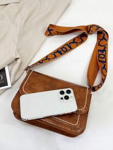 新款休閒迷你時尚金屬鎖紅色包女式肩袋 - 棕色 - 查看 5