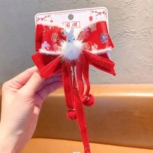 1pc Chinese Style Retro Bowknot Tassel Red Hair Clip For Women, New Year Celebration - Multicolor - View 9