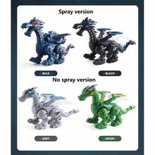 Electric Dinosaur Toy, Mechanical Simulated Animal That Can Walk, Spray Fire, Light Up & Make Sound, Intelligent Robotic Toy For Boys - Black - View 7