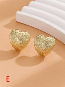 1 对多种款式可选个性化心形、水滴形、花朵形、太阳形、竹结形耳环适合女性日常佩戴 - 彩色 - 查看 13