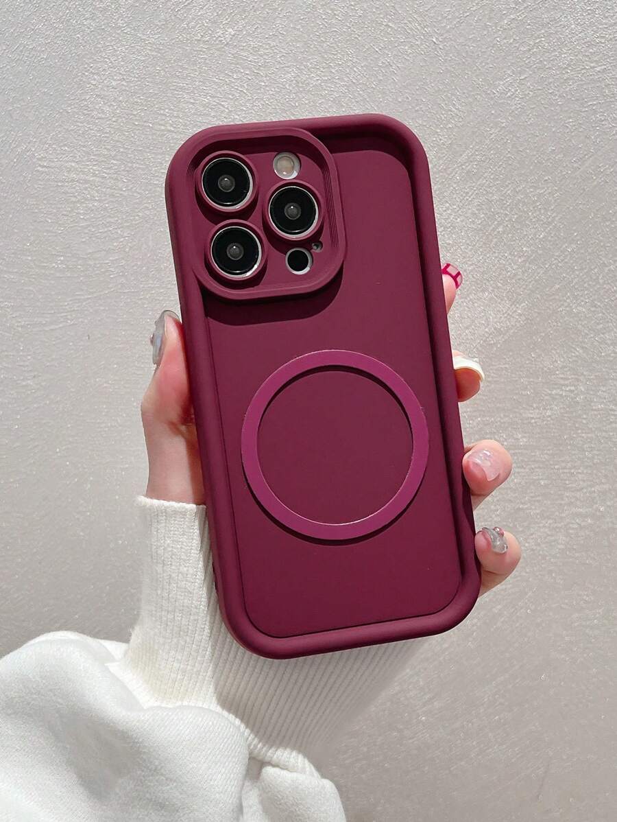 高竹磁圈圈手機殼適用於iphone 15 - 酒紅色 - 查看 1