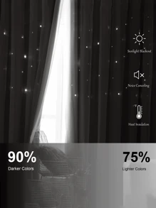 2pc Star Curtains,Bedroom Curtains With 2 Panels Colorful Double Layer Draperie Gradient Rainbow Blackout Curtains Bedroom Living Room Darkening Striped Double Layer Star Cut Home Decor Window Curtains With Gradient Eyelets, Anti-Cold, Blackout Star Curtains For Living Room, Decoration, Soundproofing, Thermal Insulation (100x130cm) - 紫色的 - 查看 9