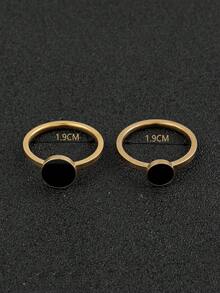 2 件簡約時尚不銹鋼情侶戒指情人節戒指定情戒指多色可選尺寸可選適合日常百搭節日珠寶 - 2件滴油對戒 - 查看 5