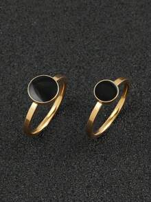 2 件簡約時尚不銹鋼情侶戒指情人節戒指定情戒指多色可選尺寸可選適合日常百搭節日珠寶 - 2件滴油對戒 - 查看 4