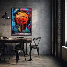 1pc Street Graffiti Basketball Poster Sports Art Painting Canvas Print Boy Teen Room Dorm Decoration,Frameless