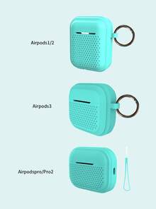 1pc Solid Color Starry Sky Blue Earphone Protective Case, Compatible With Airpods 1/2 Pro2 & Airpods 3 Pro - Mint Blue - View 4