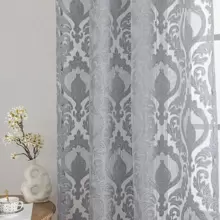 1pc European Style Cutout Floral Sheer Curtain, Lightweight Decorative Window Curtain - Grey - View 6