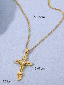 1入歐美風格鍍銅鋯石吊墜頸鏈,女性用 - 金黃色 - 查看 5