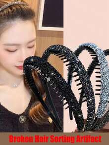 多功能高雅閃亮鑽石發箍,日常化妝和禮物的理想選擇,牙齒設計防滑並易於穿戴,可用作洗臉發箍,多用途。 - 彩色 - 查看 5