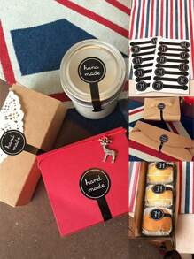 200片手工製作的黑色棒棒糖封口貼紙,自粘加工貼紙,適用於切割、烘焙、禮品包裝和蛋糕盒子 - 黑色 - 查看 2