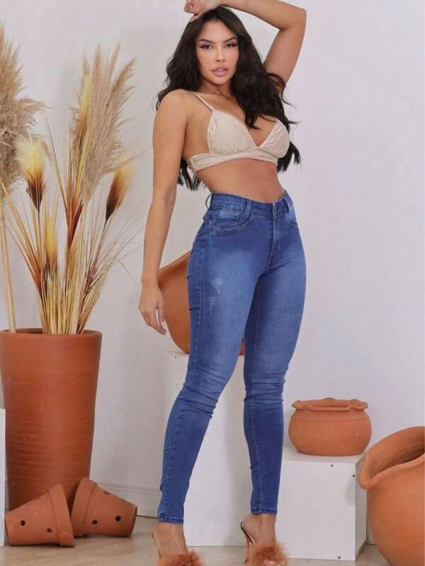 Calça Feminina Skinny com alta elasticidade