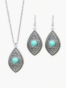 1set Vintage Style Women's Earrings And Necklace Set - Multicolor - View 1