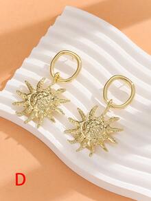 1 对多种款式可选个性化心形、水滴形、花朵形、太阳形、竹结形耳环适合女性日常佩戴 - 彩色 - 查看 15