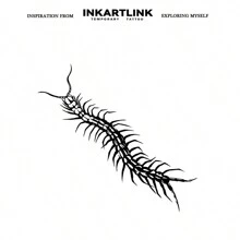 1pc 6*20cm INKARTLINK Centipede Botanical Juice Tattoo Sticker, Magic Tattoo, Semi-Permanent Tattoo, Realistic Fake Tattoo, Lasts 1-2 Weeks, Photorealistic Style - Black - View 3