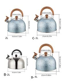 QIYINGFA 1pc (2/3/4l) Stainless Steel Whistling Kettle Portable Household Camping Teapot - Royal Blue - View 2