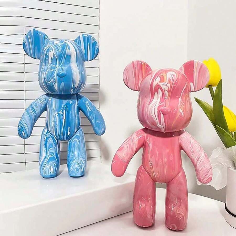 18cm Fluid Bear DIY Painting Sculpture Handmade Painting Violence Bear Model Ornament Parent-Ornament Ornament Home Room Decor Birthday - A - View 1