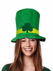 1頂愛爾蘭節日Missy天鵝絨帽，聖帕特里克節派對嘉年華綠色三葉草帽 - 綠色 - 查看 1
