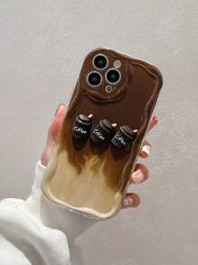 Coffee Colored Tpu Shockproof Phone Case With Glossy Finish Compatible With Iphone 15 - Multicolor - View 1