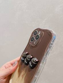 Coffee Colored Tpu Shockproof Phone Case With Glossy Finish Compatible With Iphone 15 - Multicolor - View 3