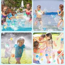 矽膠水球 - 快速填充,可重複使用 - 打水仗的必備玩具,游泳池中的完美遊戲,最佳沐浴玩具,無需打結 - 只需將它們填充即可開始！ - 6個裝隨機色水球 - 查看 8