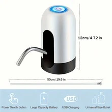 1入組電熱水壺泵,usb供電自動飲水泵適用於3-5加侖瓶裝水,便攜式露營用水器 - 黑與白 - 查看 3