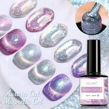 XEIJAYI 5 件裝 8 毫升貓眼凝膠指甲油套裝半永久清漆凝膠浸泡紫外線凝膠美甲美甲禮物適合女士在家美甲沙龍 - 不含磁性棒 - 彩色 - 查看 5